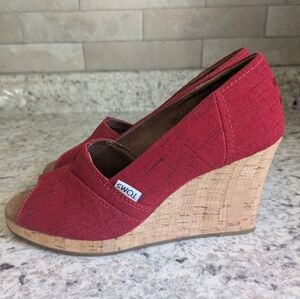 TOMS Women's Red Wedge Shoes
